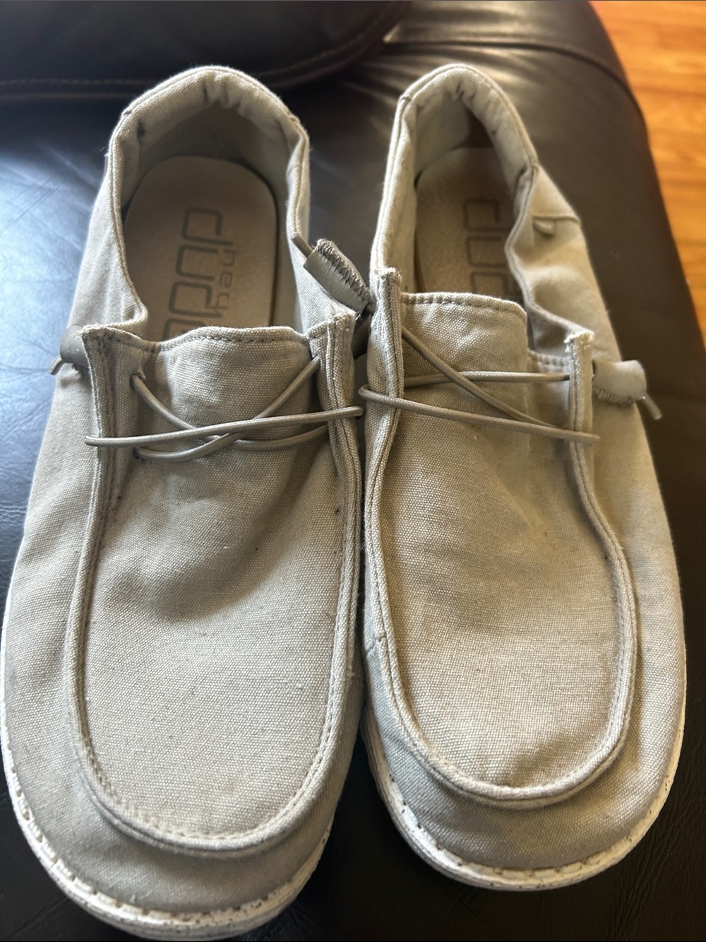 Hey Dude Light Gray Canvas Slip-On Loafers